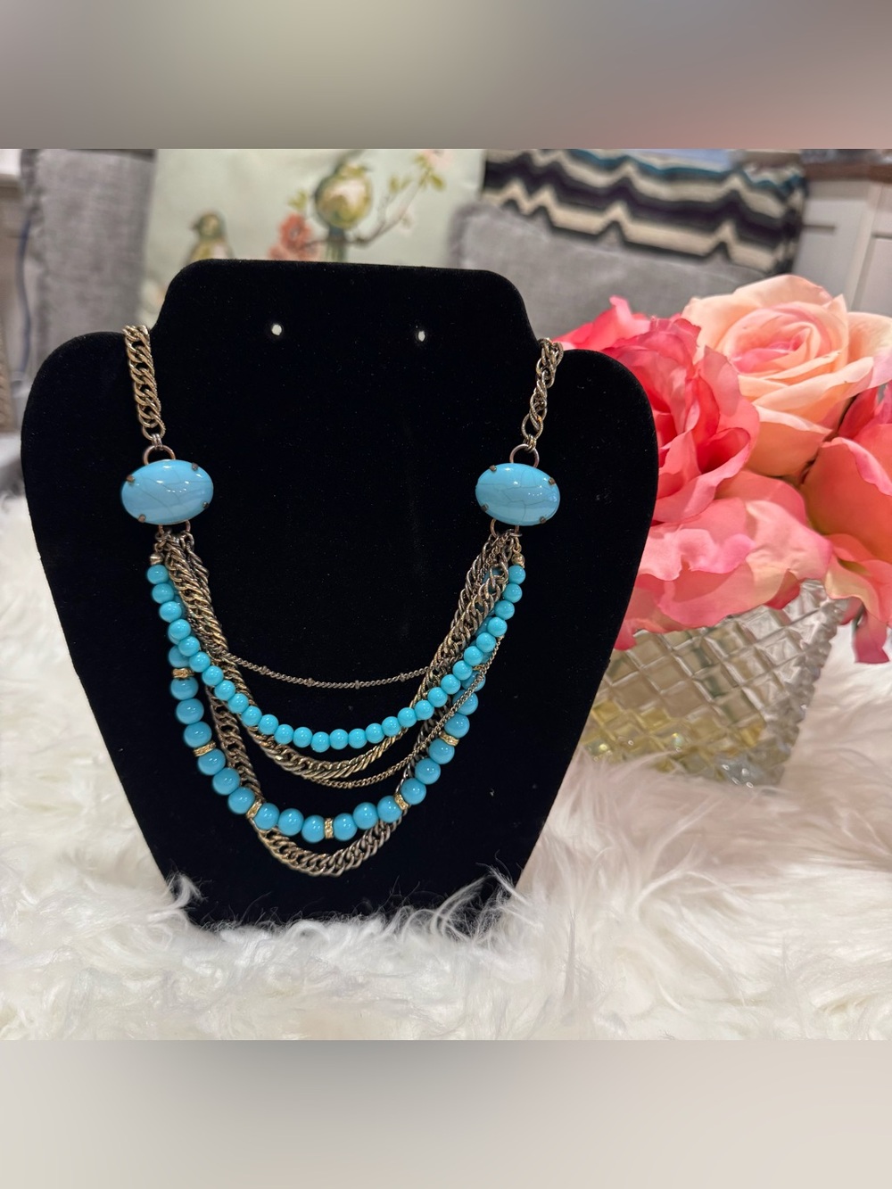 Turquoise Multi-Strand Statement Necklace - Women Jewelry